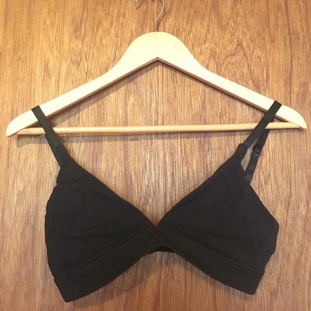 Organic Basics Cotton Triangle Bra, black, M